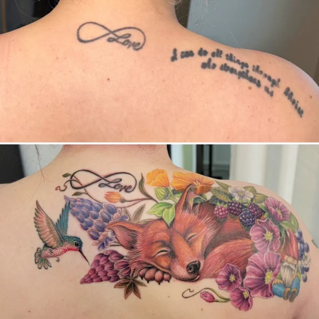 Cover up by @inkstress !
Big thanks to Kelsey for all her patience and trust letting me do this cover up for her!
You were a delight!
#rachelgilbert #inkstress #tattoosbyinkstress #witchinghourtattoopdx #witchinghourtattoo #coveruptattoo #beforeandafter #whatcoverup #naturetattoo #botanicaltattoo #whimsicaltattoo #gnometattoo