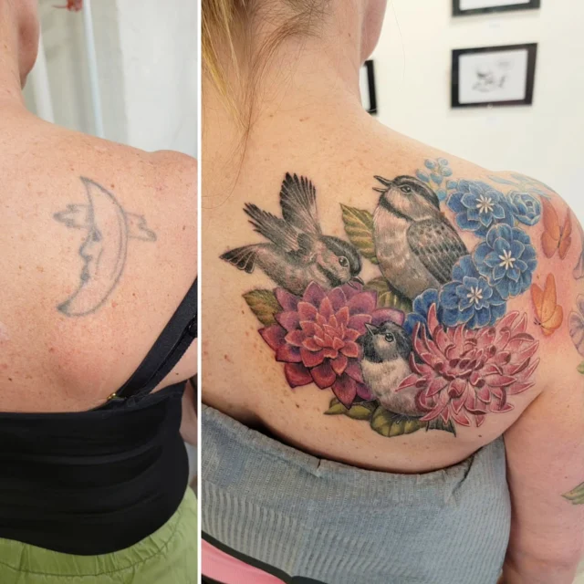 Oh yeah, and it's a cover up, too!
Thanks again, Erika! You rock!
#rachelgilbert #inkstress #witchinghourtattoopdx #witchinghourtattoo #beforeandafter #coveruptattoo #whatcoverup