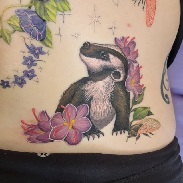 Baby badger and cicada by @inkstress
What a fun day! Thanks, Robin, for this adorable project!
#rachelgilbert
#inkstress #tattoosbyinkstress #witchinghourtattoopdx #witchinghourtattoo #pdxtattoo #oregontattoo #crittertattoo #naturetattoo