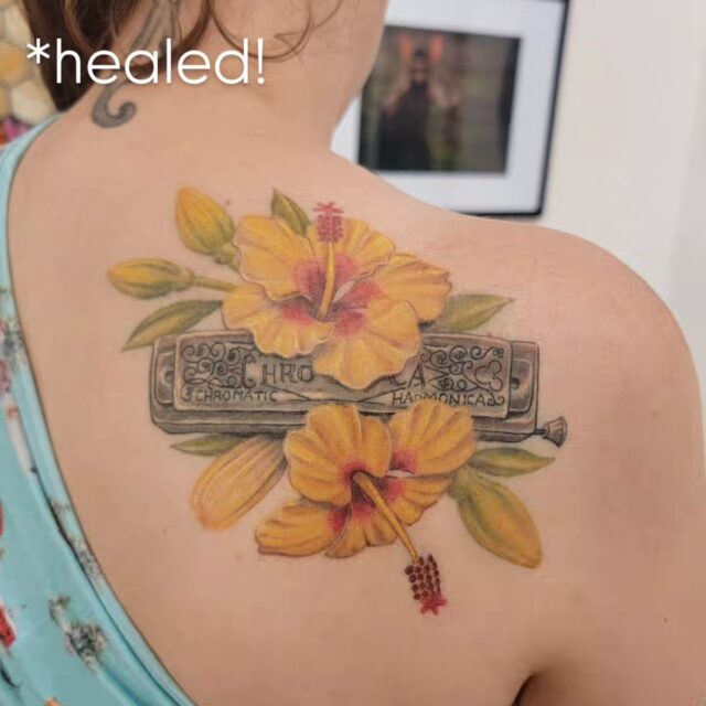 Got a great healed shot of Patricia's harmonica! Thanks again! 

#rachelgilbert #inkstress #witchinghourtattoopdx #witchinghourtattoo #healedtattoo #oregontattoo #pdxtattoo