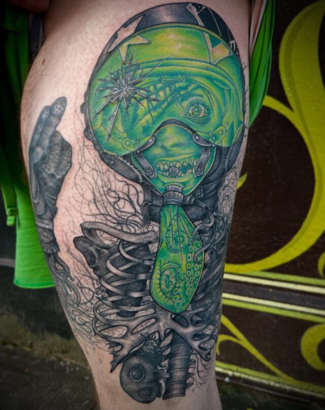 To boldly go where no one has gone before!!! I love me some sci-fi space horror ❤️ 
  Working on this piece has been a true joy and privilege. Thanks so much @tjterror !!! I can’t tell ya how much I appreciate getting to make one of my nightmarish creations come to life. Im stoked  to add the last few finishing touches :)
 As always: Have a good day - Books are open - The truth is out there
.
.
.
. 
  Why an X-Files reference? Wouldn’t “ live long and prosper “ or “ Klingons don’t surrender “ make more sense ?
 I said what I said … are you still reading this? If so thanks! Maybe schedule an appointment about it ? :D