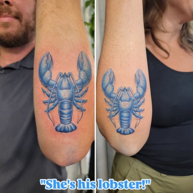 Celebrating 20 years together in the sweetest way! 
Thanks for letting me do these cute crustaceans for you both! 

#rachelgilbert #inkstress #tattoosbyinkstress #witchinghourtattoopdx #witchinghourtattoo #sealifetattoo #underwatertattoo #crittertattoo #matchingtattoo #friendstattoo #couplestattoo