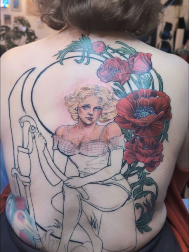Got to start on the farm gal pinup section of Sarah's back piece dedicated to her Polish grandmother (who survived World War II) It's also a coverup, swipe to see the before! Thanks for looking! 
.
.
.
.
#wip #coverup #backpack piece #portlandtattooers #portlandtattooshop  #portlandtattoo #witchinghour #portlandtattooartist #portlandoregon #pdxtattoo #pdxtattooartist #pdx #portlandartist #pnw #oregontattoo #oregontattooartist #oregontattoos #ashtonallentattoo #pdxsmallbusiness #pdxartgallery #womanownedbusiness #tattoo #tattoosnob #tattooistartmag #ladytattooer #femaletattooartist #support_good_tattooing