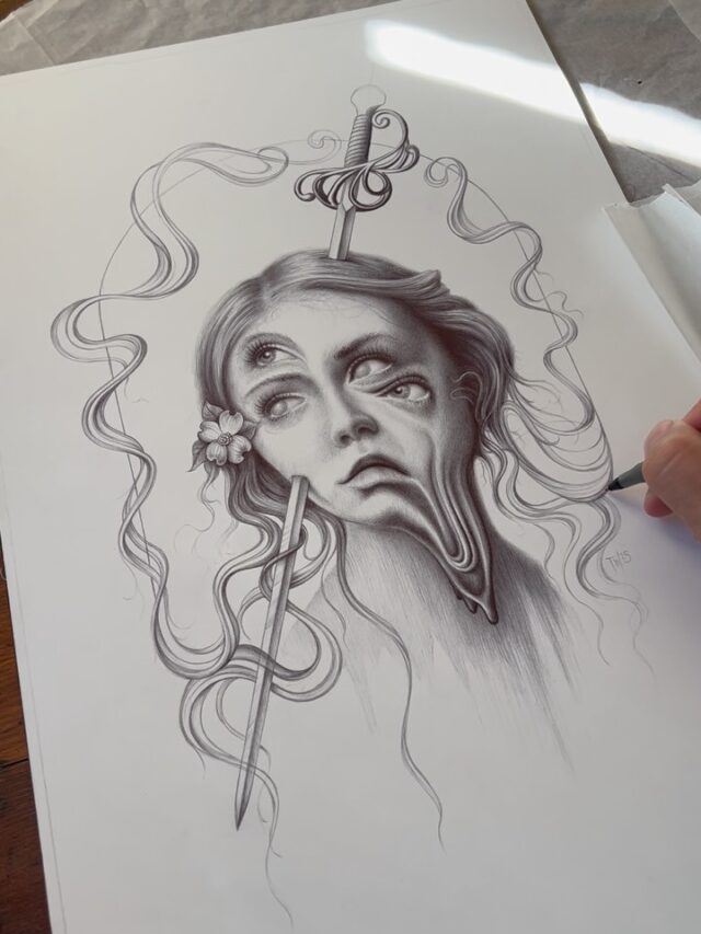 I’m a big fan of fall in Portland. It feels like the chaos of summer calms down a bit and you can get some work done. I’m old so I like to eat soup, watch horror movies and draw. These are some of the things I’ve been keeping busy with.•
•
1.) work for the Monster’s Ball art show on October 3rd at @witchinghourtattoo•
•
2-4.) switching out bad names for good ones on the beautiful vintage painting at a new bar in Southeast called @nevermindpdx •
•
5.) my clients first tattoo was a rad tribute to the Teenage Mutant Ninja Turtles. Thanks Joe!•
•
6.) walked by this rad mural by @define_arts the very next day.•
•
7.) Evil Dead marks the season. P.S. I once got beat up by the artist who designed the necronomicon and the artwork for this movie. Lansing, Michigan represent.•
•
8.) new stickers….